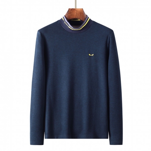 -ェンディメンズクルーネック長袖Tシャツn01080ネイビー