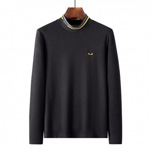 -ェンディメンズクルーネック長袖Tシャツn01081ブラック