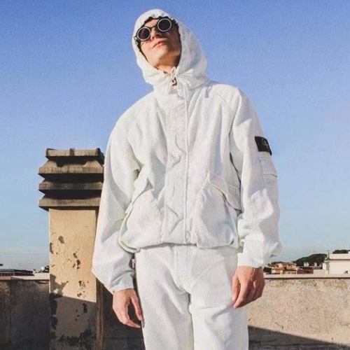 ストーンアイランドメンズコットンフーディo0388グレー