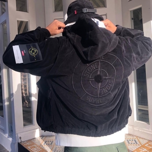 ストーンアイランドメンズコットンフーディo0390ブラック