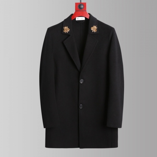 ディオールメンズビジネスモダンレザーカシミヤコートo01536ブラック