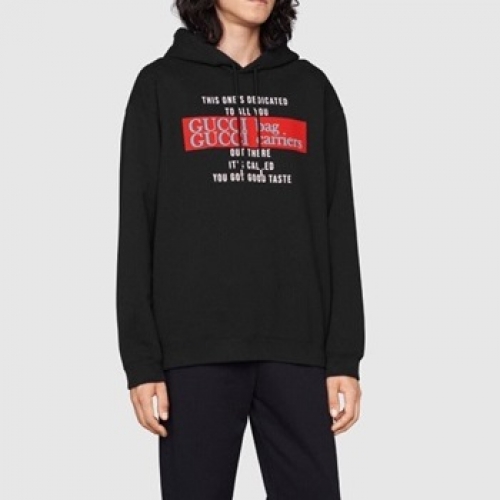 グッチユニセックスカジュアルフーディc04463ブラック