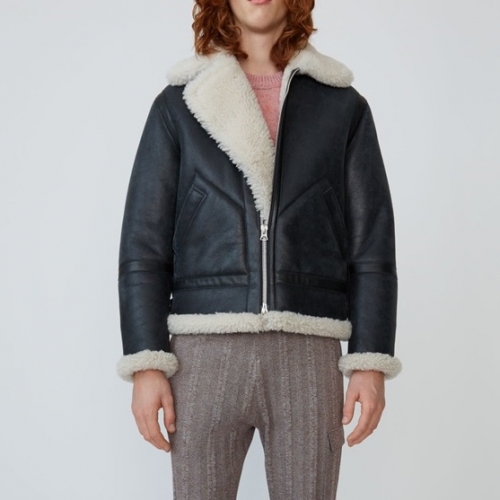 アクネストゥディオズユニセックスカジュアルレザージャケットn0129ブラック