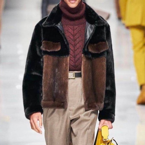 ェンディメンズカジュアルミンクジャケットn01090ブラック