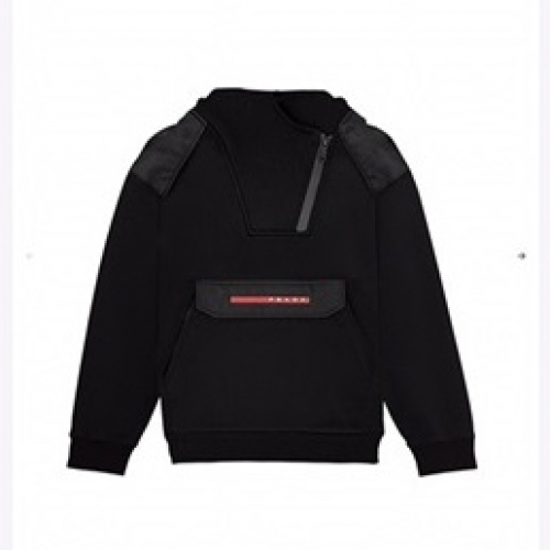 プラダメンズカジュアルコットンフーディa02467ブラック