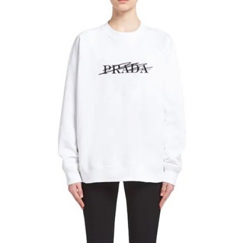 -プラダメンズクルーネック長袖Tシャツa02469ホワイト