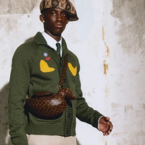 ルイヴィトンメンズモノグラムネックカーディガンu03758グリーン