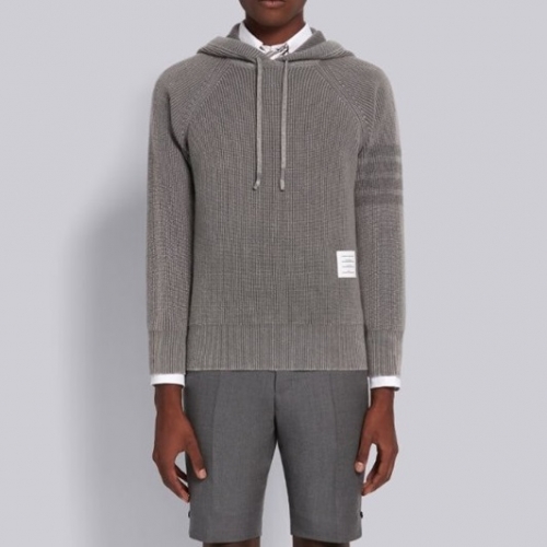 トムブラウンユニセックスカジュアルコットンフーディm01488グレー