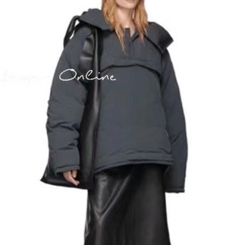 ウェルダンユニセックスレトロダウンジャケットl0034グレー