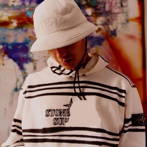 ストーンアイランドメンズコットンフーディo0391ホワイト