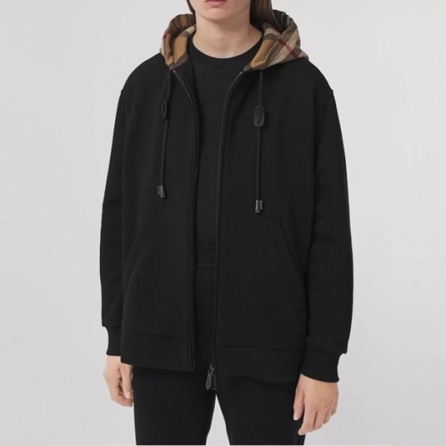 バーバリーユニセックスカジュアルコットンフーディr04226ブラック