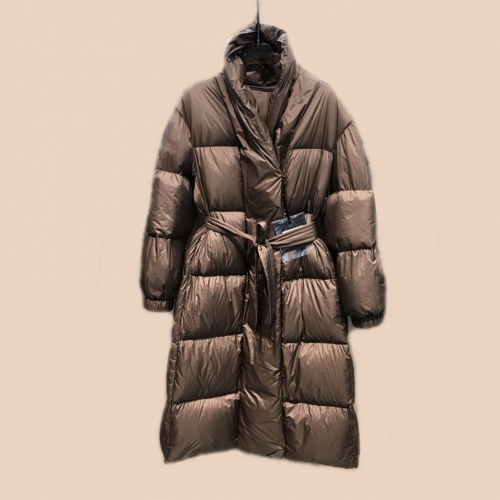 マックスマーラレディースダウンロングパディングx0103ブラウン