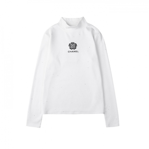 -シャネルレディースクルーネック長袖Tシャツl0816ホワイト