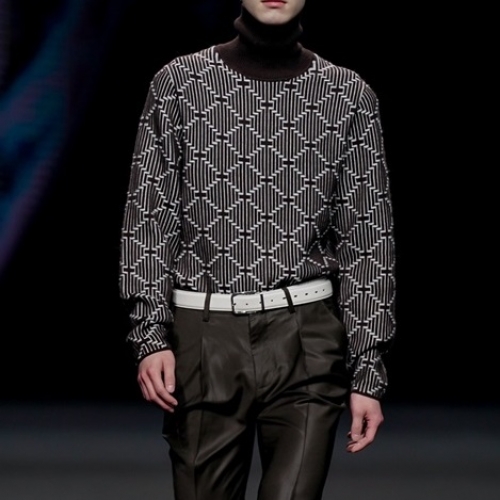 -エルメネジルドゼニアメンズベーシックタートルネックウールセーターg0318ブラック