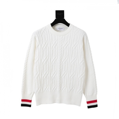 -トムブラウンユニセックスストラップクルーネックウールセーターm01499ホワイト