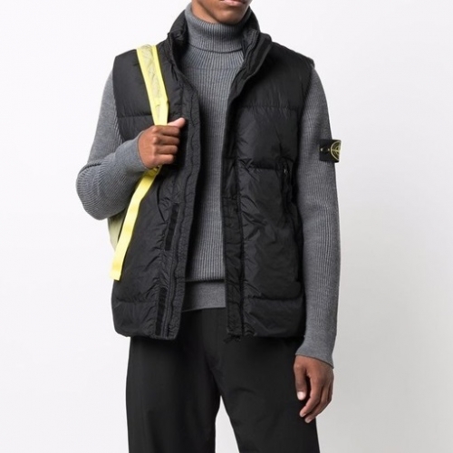 ストーンアイランドメンズカジュアルダウンベストo0398ブラック