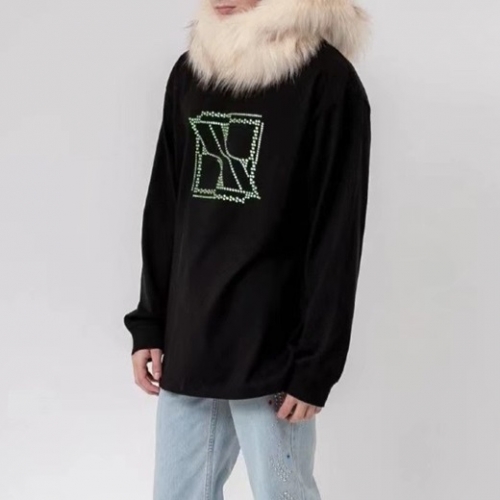 -ウェルダンユニセックスレトロクルーネック長袖Tシャツl0043ブラック