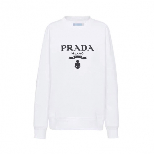 -プラダメンズクルーネック長袖Tシャツa02525ホワイト