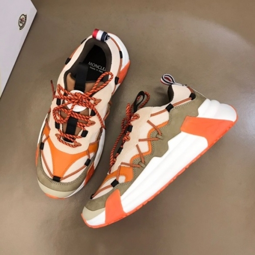 モンクレールメンズカジュアルレザースニーカーオレンジc02432