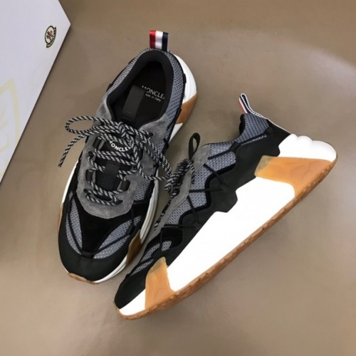 モンクレールメンズカジュアルレザースニーカーブラックc02433