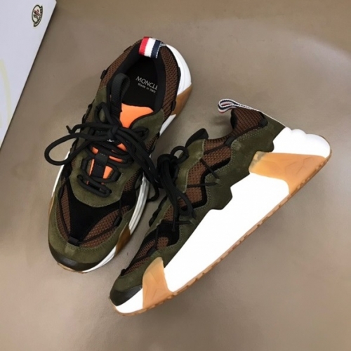 モンクレールメンズカジュアルレザースニーカーカーキc02434