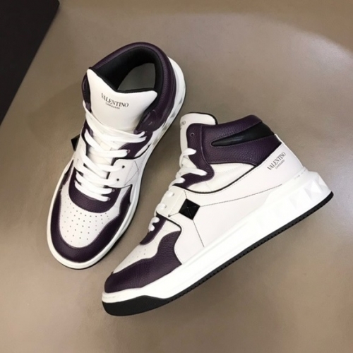 ヴァレンティノメンズカジュアルレザーハイトップスニーカー(240-275)ホワイト-l0502