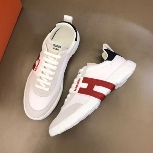 エルメスメンズモダンレザースニーカー(240-275)グレーr0727