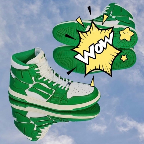 アミリユニセックスカジュアルレザーハイトップスニーカー-p0318