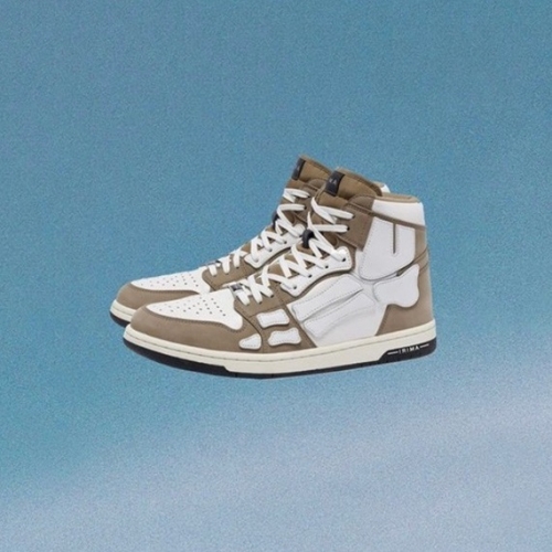 アミリユニセックスカジュアルレザーハイトップスニーカー-p0323カーキ