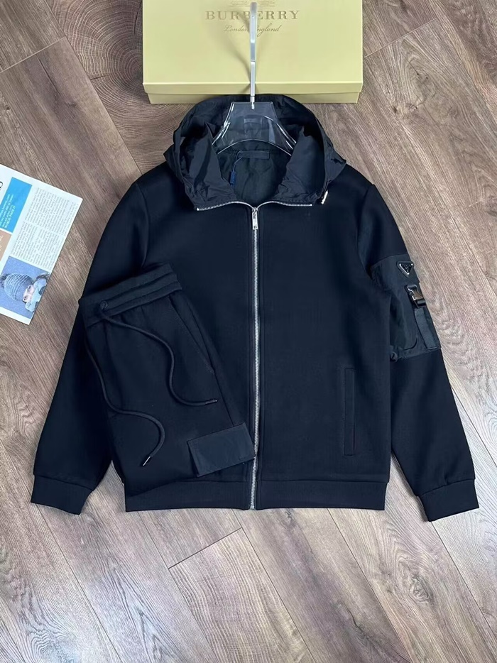 プラダプラダメンズカジュアルコットントレーニングふく&パンツa02550ブラック