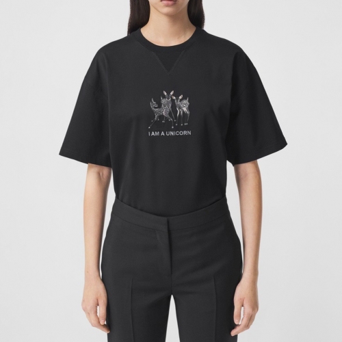 バーバリーユニセックスコットン半袖Tシャツr04274ブラック