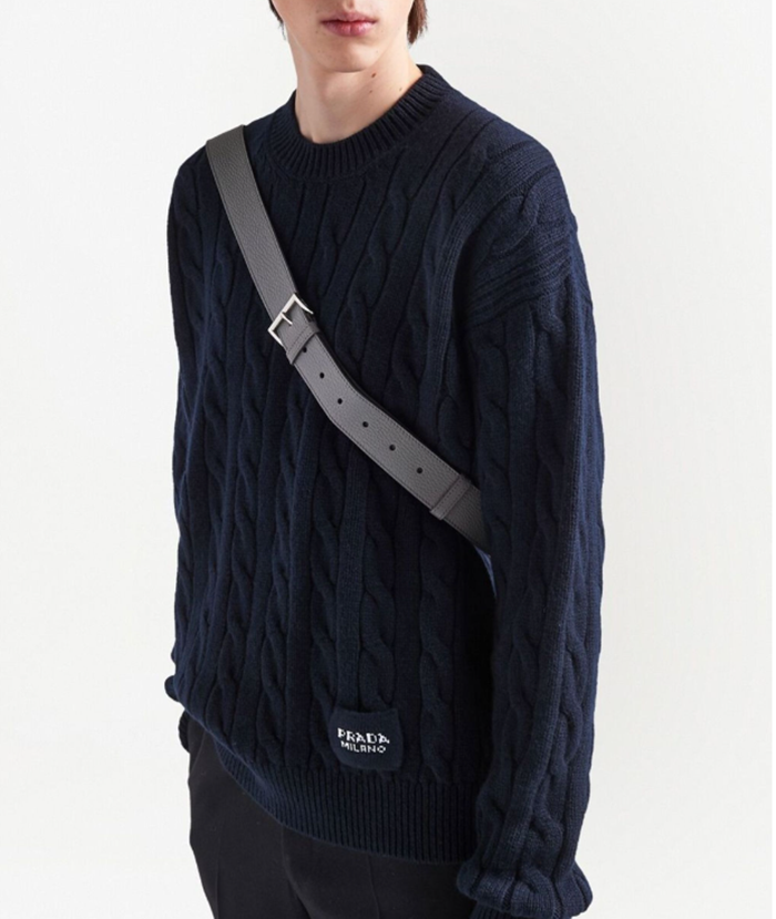 プラダメンズクルーネックネイビーニットa2553