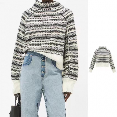 メゾンマルジェラレディースツートンセーターi0073ブラック