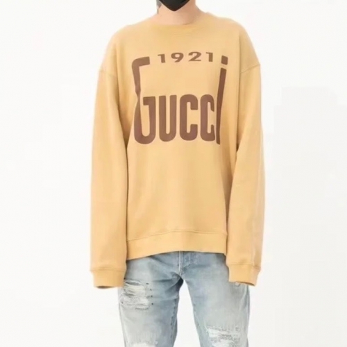 -グッチユニセックスコットンクルーネック長袖Tシャツc04540キャメル