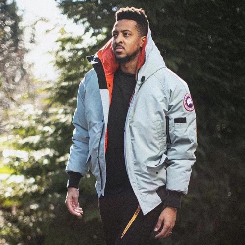 カナダグースメンズパッチカジュアルダウンパディングパーカーn0385グレー