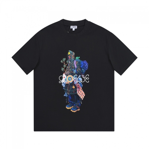 ロエベユニセックスポロ半袖Tシャツe0538ブラック