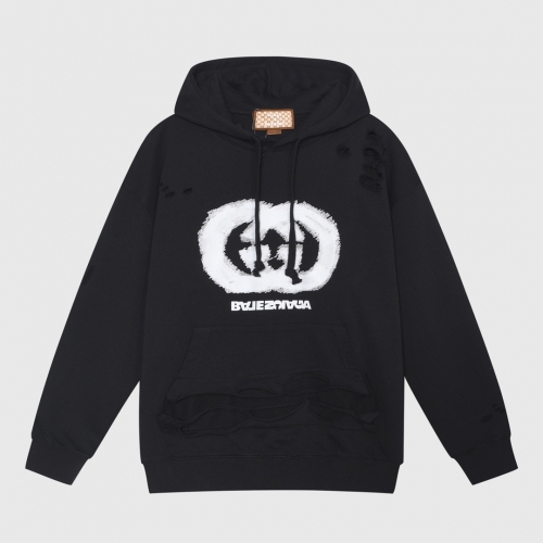 グッチユニセックスカジュアルコットンフーディc04515ブラック