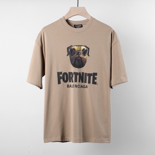 バレンシアガユニセックスコットン半袖Tシャツl01274キャメル