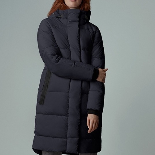 カナダグースレディースパッチカジュアルダウンパディングパーカーn0381ブラック