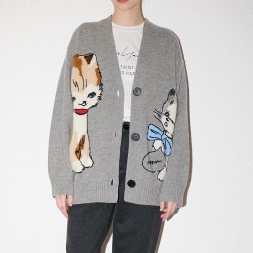 エムオーアンドコーレディースカジュアルカーディガンo0012グレー