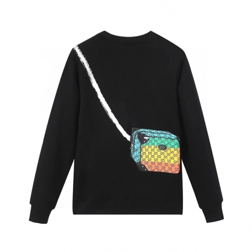 -グッチメンズコットンクルーネック長袖Tシャツc04529ブラック