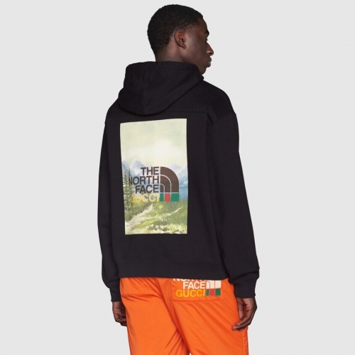 グッチユニセックスカジュアルコットンフーディc04538ブラック