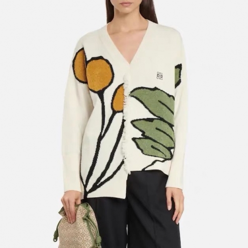 -ロエベレディースクルーネックウールセーターe0503アイボリー