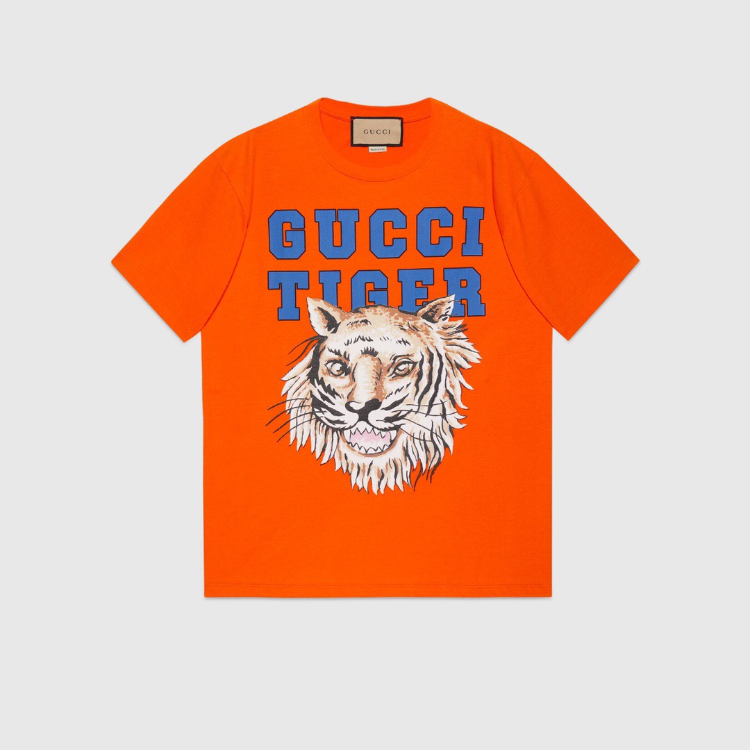 グッチユニセックス半袖Tシャツc04547オレンジ