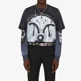 ジバンシィメンズコットン半袖Tシャツv0592ブラック