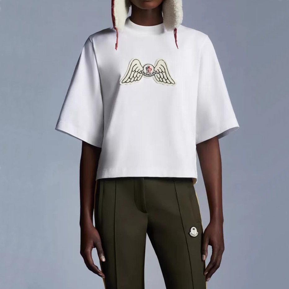 モンクレールユニセックスホワイト半袖Tシャツc2452