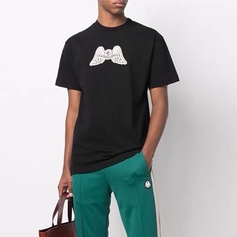 モンクレールユニセックスクルーネックブラック半袖Tシャツc02455