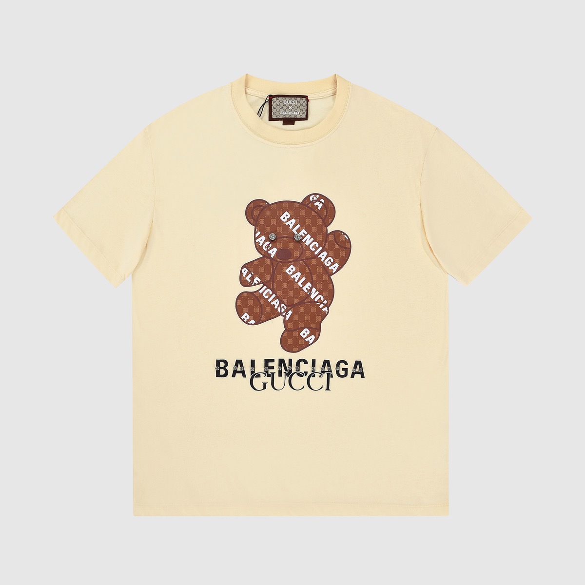 グッチメンズクルーネックアイボリー半袖Tシャツc04556