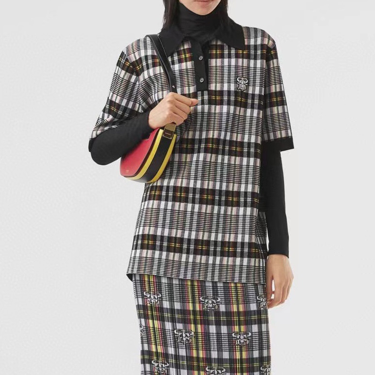 バーバリーレディースポロブラック半袖Tシャツr04288