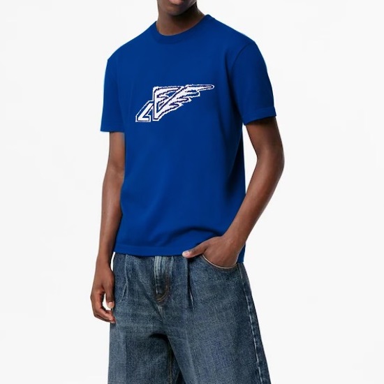 ルイヴィトンメンズクルーネックブルー半袖Tシャツu03906